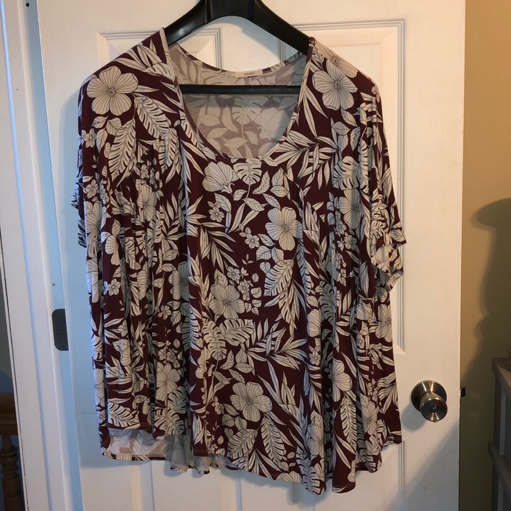 Maroon floral top